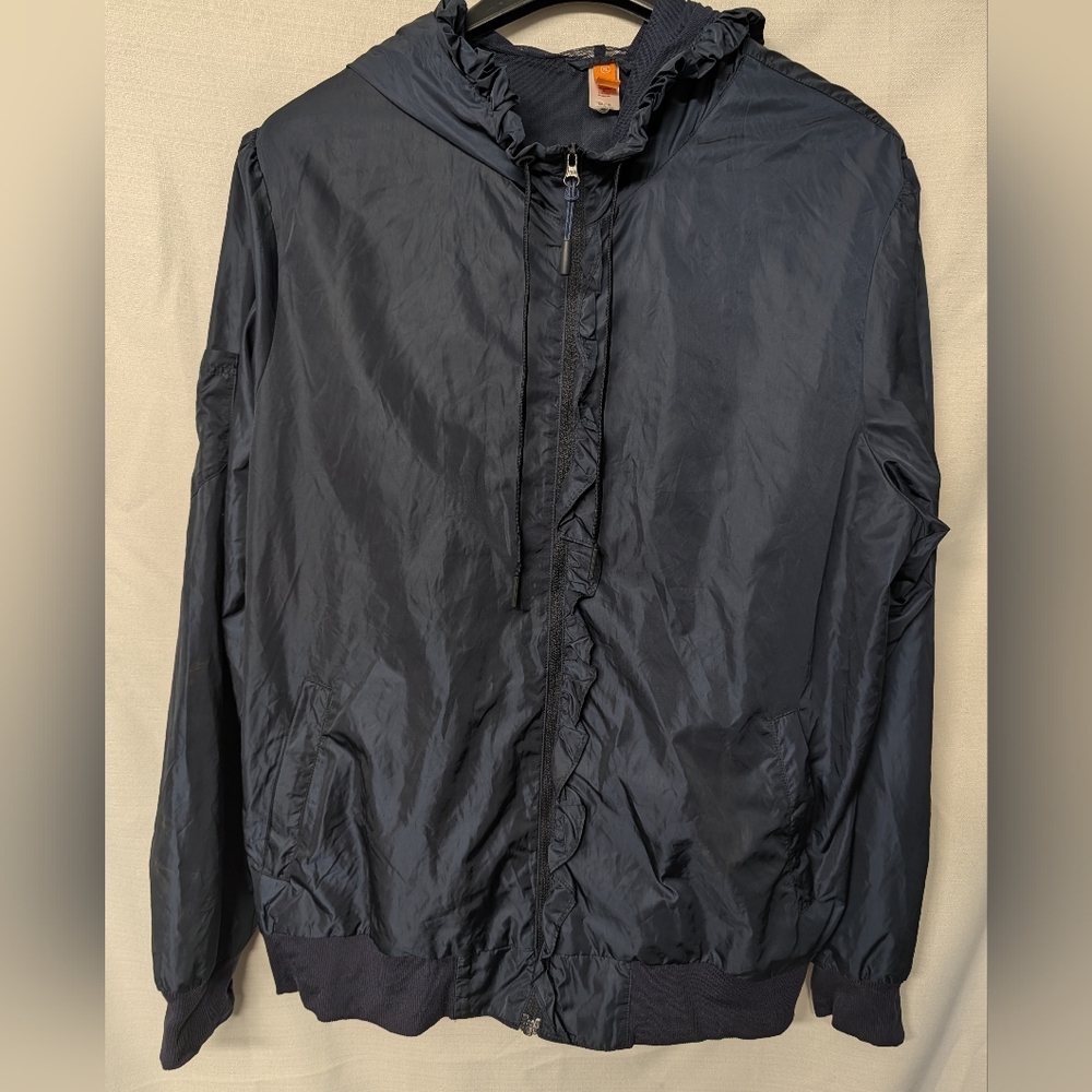 Lucy Navy Hooded Varsity Jacket Windbreaker Size XL